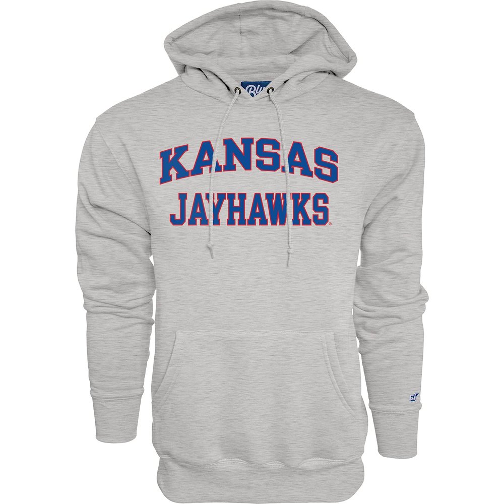 Blue 84 Men's Kansas Jayhawks Hoodie Arched Grey, Grey, X-Large