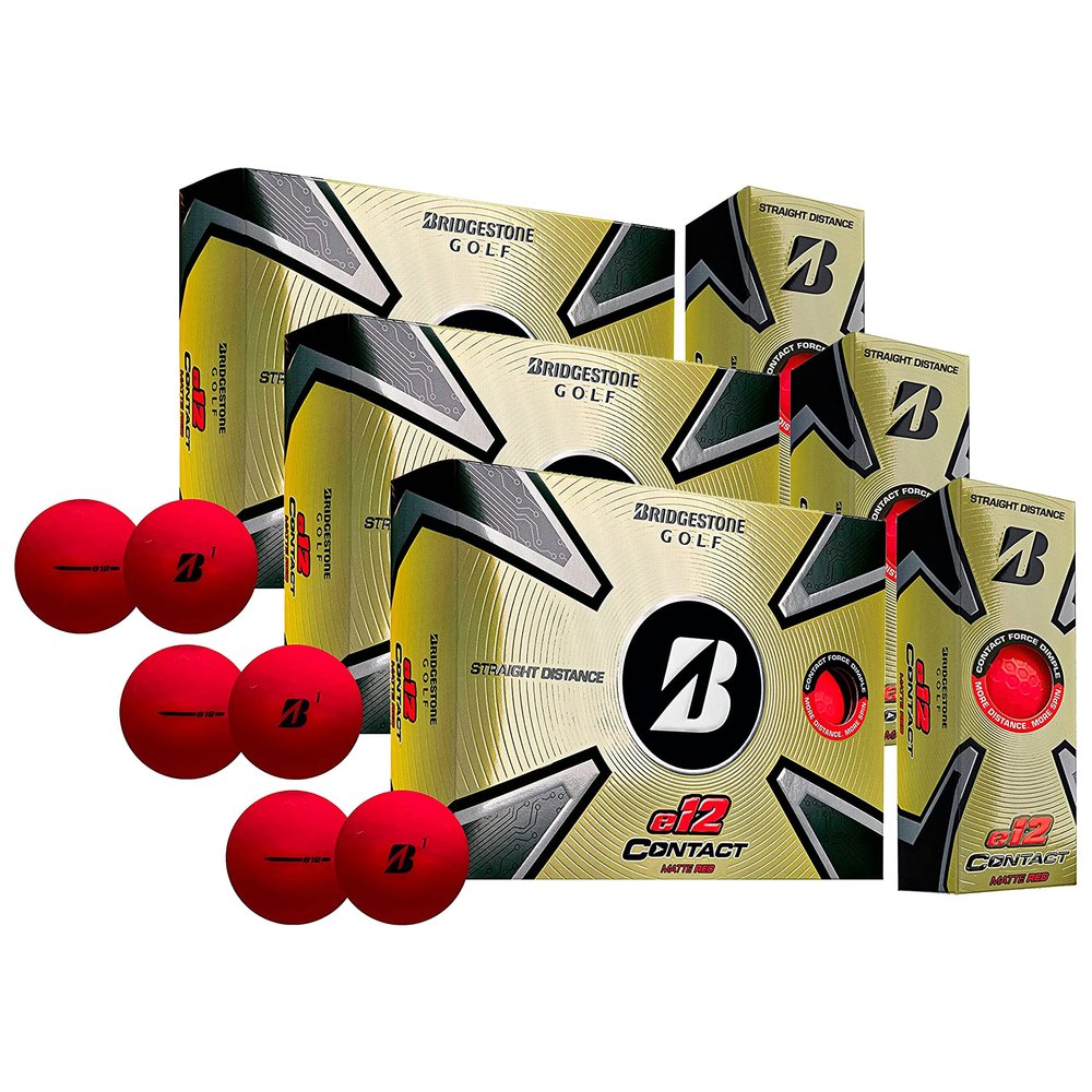 PlayBetter Bridgestone 2023 e12 Contact Golf Balls | Multi-Packs | FLEXATIV Cover Technology & Contact Force Dimple | 46% More Surface Contact (Three Dozen, Matte Red)