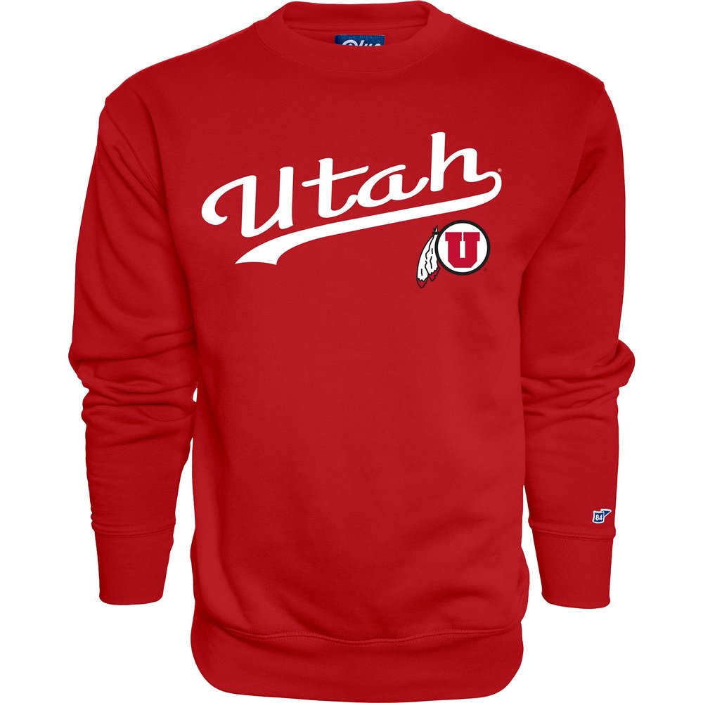 Blue 84 Men's Utah Utes Crewneck Sweatshirt Cursive Team Color, Team color, X-Large
