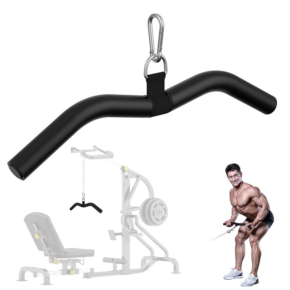 Upgraded LAT Pulldown Bars, 19" LAT Pull Down Bar Attachments for Home Gym, Curl Triceps Press Down Bar Cable Machine Attachment for Pulley System, Exercise Triceps Arm Back Muscles (19)