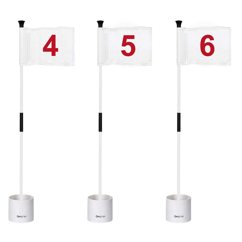 KINGTOP Golf Flagstick Mini, Putting Green Flag for Yard, 3 Feet Flagpole 2-Section Design, Golf Pin Flags Hole Cup Set, 4" Putting Cup, Numbered# 4-6