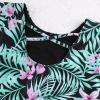 Yeahdor Kids Girls 2Pcs Dance Sport Outfits Leaf Printed Long Sleeve X Back Crop Top with Briefs Swimsuit Pink Lily 6 view 4