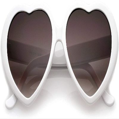 SMARTOWN Oversized Heart Shaped Retro Sunglasses for Women, Mommy and me Style Sunglasses Cute Eyewear - White for Adult Adult Size