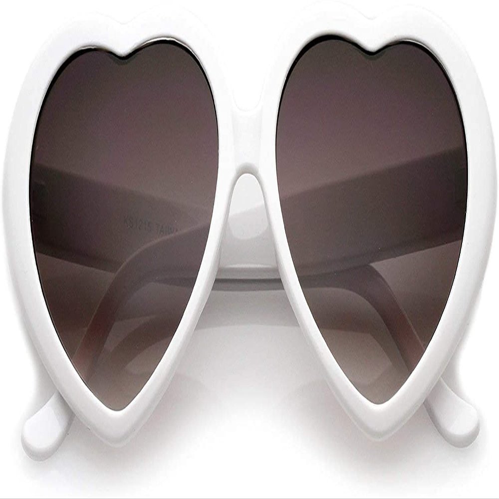 SMARTOWN Oversized Heart Shaped Retro Sunglasses for Women, Mommy and me Style Sunglasses Cute Eyewear - White for Adult Adult Size