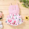 Yccutest Cute Baby Girl Clothes Suit 2 Pieces Toddler Outfits Sleeveless Tank Tops + Floral Print Shorts for Summer (12-18 Months,Pink) view 2