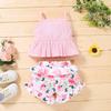 Yccutest Cute Baby Girl Clothes Suit 2 Pieces Toddler Outfits Sleeveless Tank Tops + Floral Print Shorts for Summer (12-18 Months,Pink) view 3