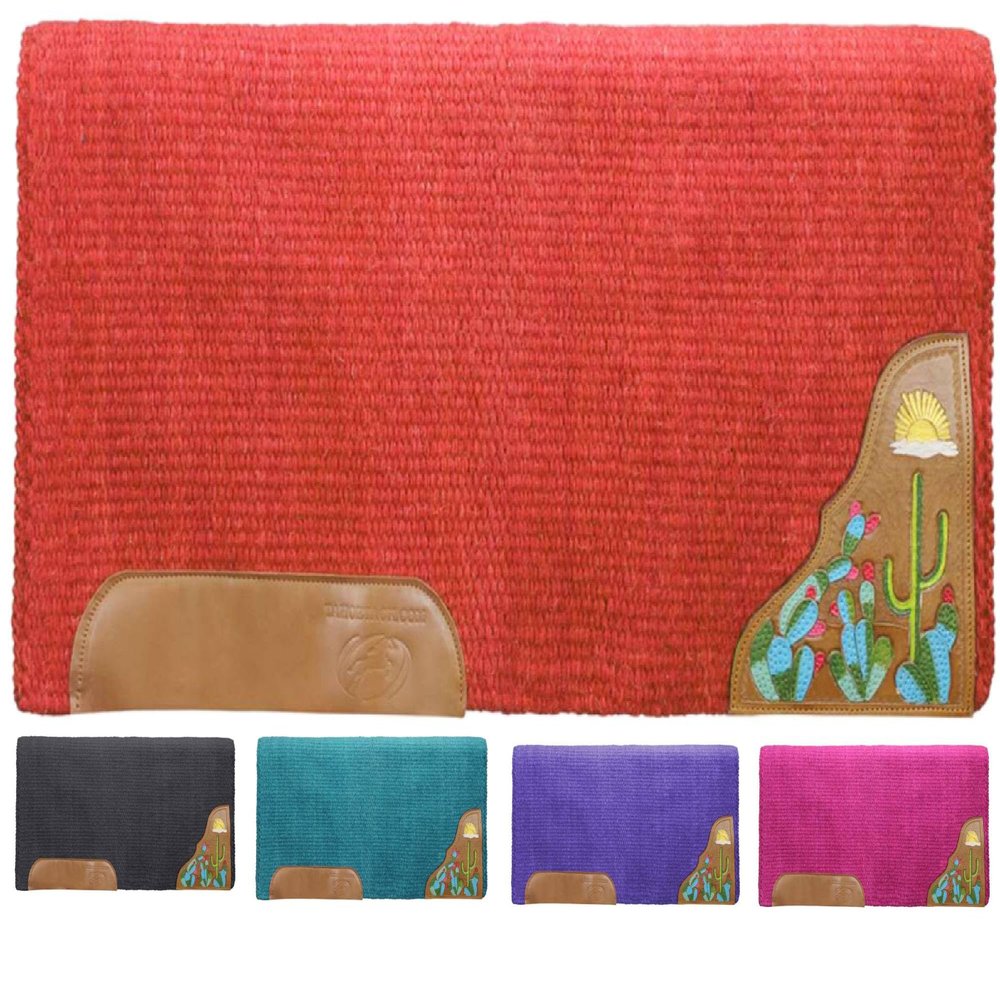 Tahoe Tack 34" x 36" Zara Cactus Solid New Zealand Wool Western Saddle Blanket Pad