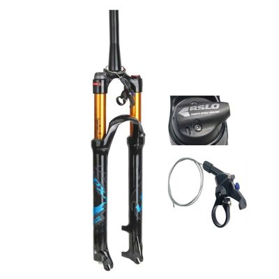 26/27.5/29" Suspension Forks, Mountain Bike Wire Control Cone Fork Air Pressure Shock Absorber Fork 1-1/2" (Color : Blue, Size : 26inch)