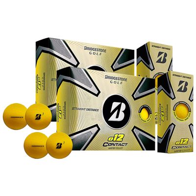 PlayBetter Bridgestone e12 Contact Golf Balls | Multi-Packs | FLEXATIV Cover Technology & Contact Force Dimple | 46% More Surface Contact (Two Dozen, Matte Yellow)