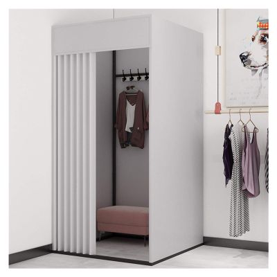 XXIOJUN Removable Locker Room, Simple Changing Room Privacy Partition Tent Screen Floor Display Stand with Metal Frame Shelf,Blackout Curtains for Clothing Store, Office