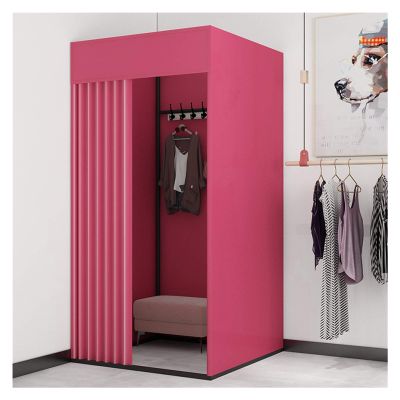 XXIOJUN Removable Locker Room, Simple Changing Room Privacy Partition Tent Screen Floor Display Stand with Metal Frame Shelf,Blackout Curtains for Clothing Store, Office