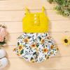 Yccutest Cute Baby Girl Clothes Suit 2 Pieces Toddler Outfits Sleeveless Tank Tops + Floral Print Shorts for Summer (6-12 Months,Yellow) view 3