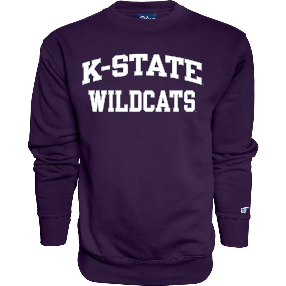 Blue 84 Men's Kansas State Wildcats Crewneck Sweatshirt Arched Team Color, Team Color, Large