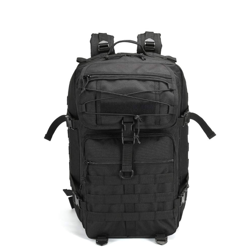 Mountaineering Backpack Camping Army Camouflage Bag Outdoor Tactical Backpack 45L Large 3P Backpack (Black)
