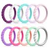 Forthee 10 Pack Silicone Wedding Ring for Women, Thin and Braided Rubber Band, Fashion, Colorful, Comfortable fit, Skin Safe view 1
