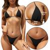 SHEKINI Women's Halter Sexy Mini Micro Bikini Extreme G String Thong Bathing Suit Two Piece Swimsuit (Black, Small) view 4