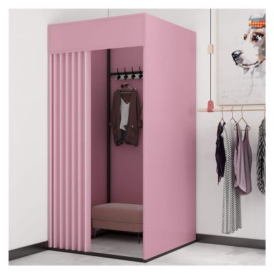 XXIOJUN Removable Locker Room, Simple Changing Room Privacy Partition Tent Screen Floor Display Stand with Metal Frame Shelf,Blackout Curtains for Clothing Store, Office