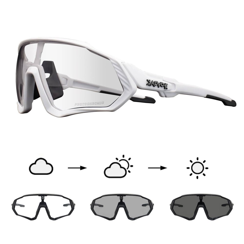 KAPVOE Photochromic Cycling Glasses Men Women Mountain Bike Sunglasses Clear MTB Bicycle Riding - K9408