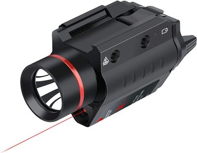 AKFIRE 38 Red/Green Laser Flashlight Combo 200 Lumen Weapon Light with Picatinny Rail Mount (Red)