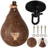 FISTRAGE Speed Ball Boxing Bag Leather MMA Muay Thai Training Punching Dodge Striking Kit with Free Hanging Swivel Workout Speedball Kicking Platform Equipment (Beige) view 1