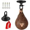 FISTRAGE Speed Ball Boxing Bag Leather MMA Muay Thai Training Punching Dodge Striking Kit with Free Hanging Swivel Workout Speedball Kicking Platform Equipment (Beige) view 2