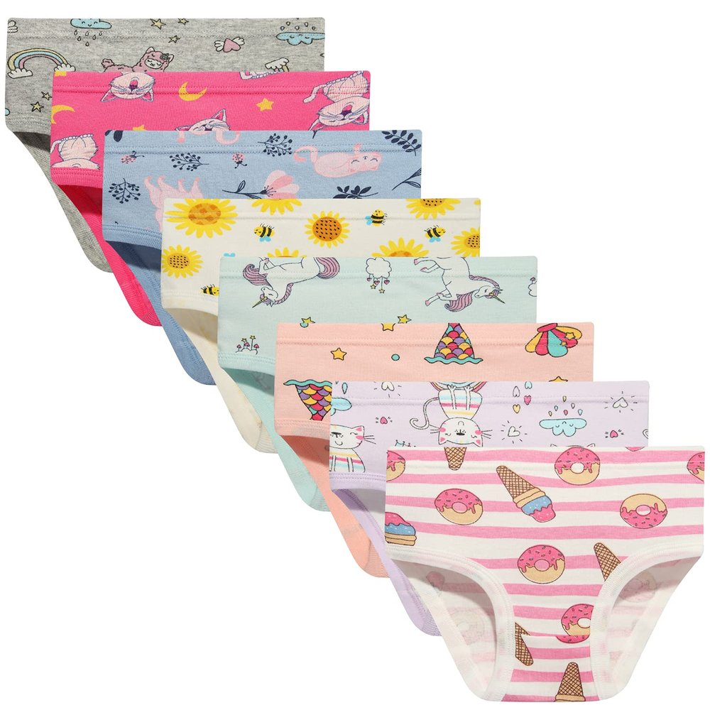 NEIYISHE Girls' Cotton Brief Breathable Toddler Panties Kids Assorted Underwears size 2-3T 4T 5T 6T 8T 10T 8-Pack 2-3years