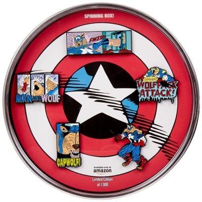 Werewolf Captain America Black Nickel Plate Finish Metal-based with Enamel 5 Lapel Pin Set. Comes in an Officially Licensed Spinning 16cm Circular Window Box. (Amazon Exclusive).