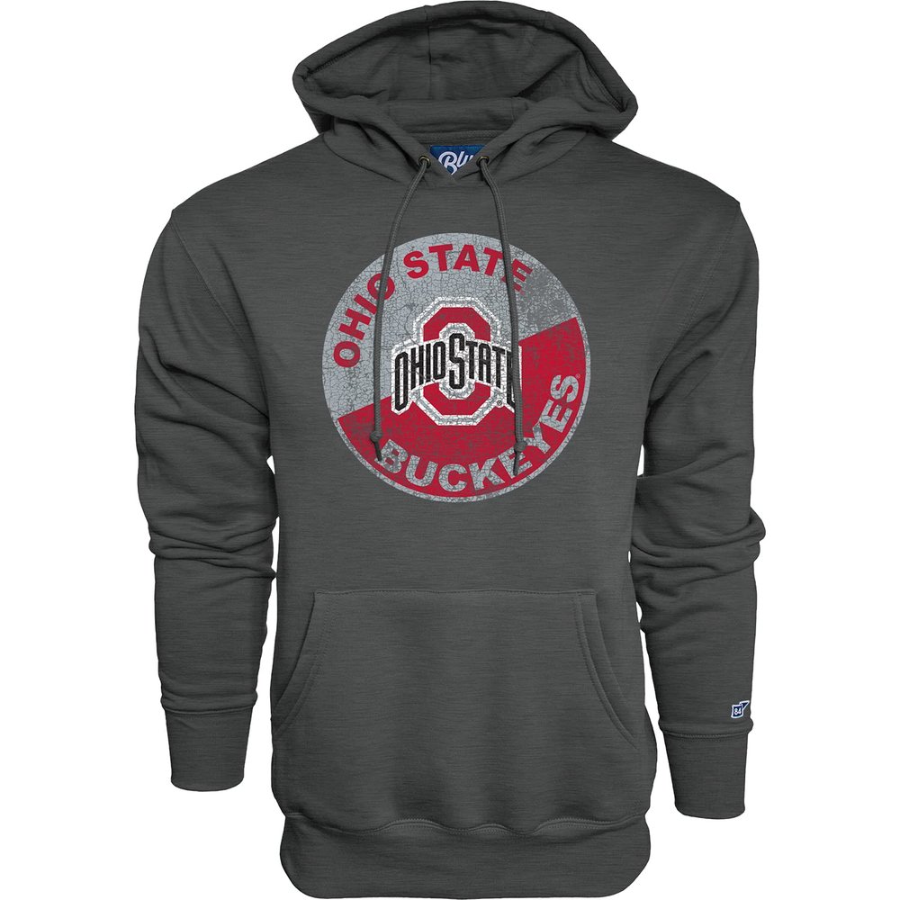 Blue 84 Men's Ohio State Buckeyes Hoodie Vintage Cap Dark Heather, Dark Grey, Medium