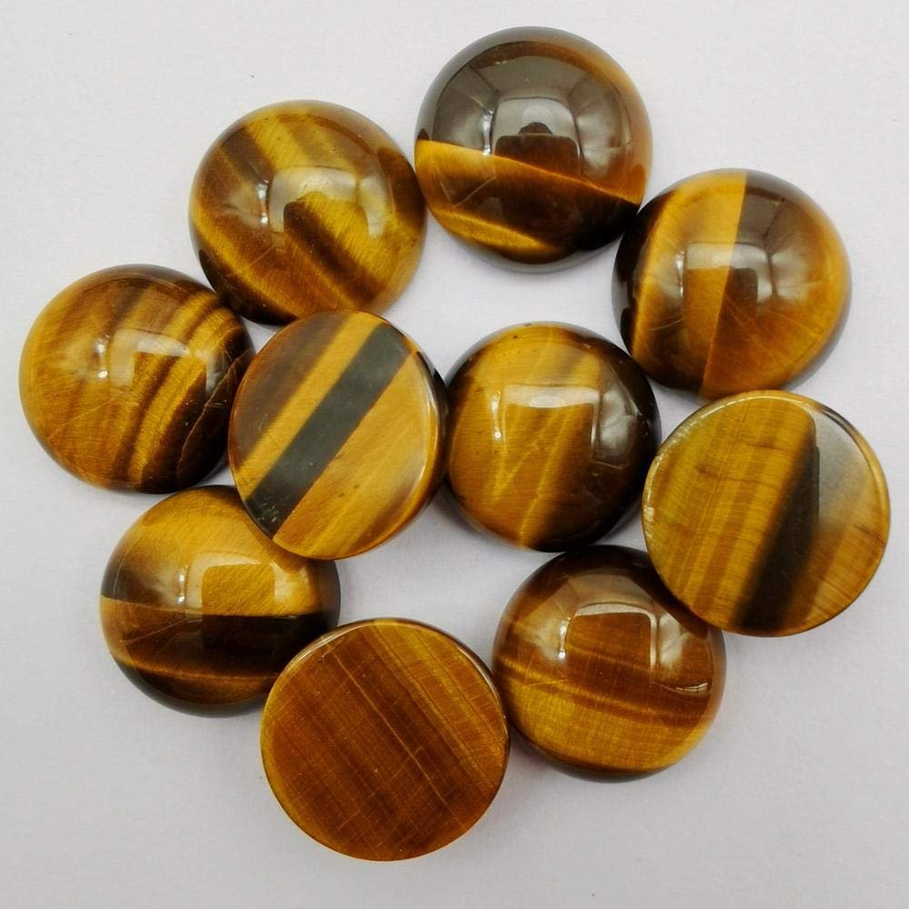 16MM Mixed Stone Stone Round CAB GEM Cabochon Jewelry for Gift Bead (10 pcs/lot) H230-H243 - (Color: Tigereye)