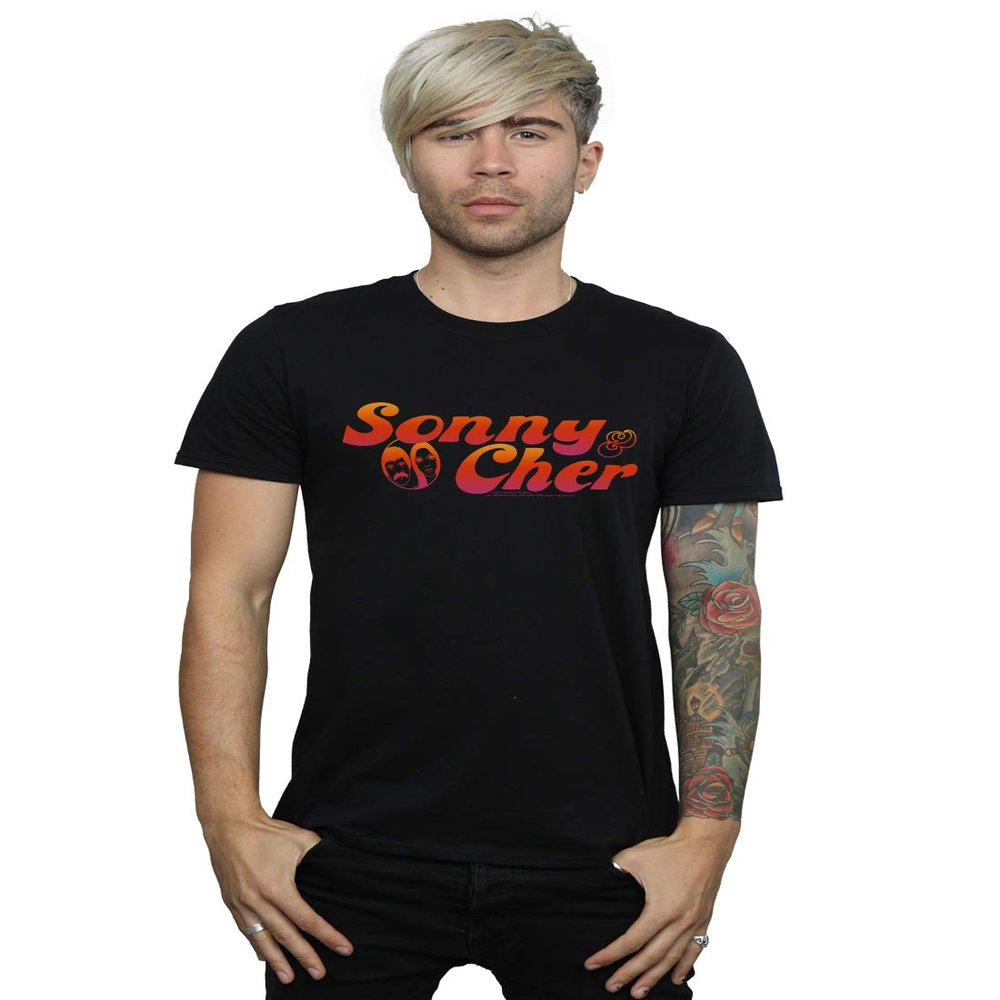 Absolute Cult Sonny & Cher Men's Gradient Logo T-Shirt Black XXXXX-Large