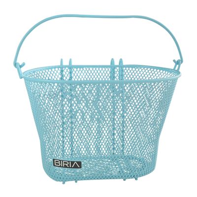 BIRIA Basket with Hooks Blue, Front, Removable, Wire Mesh Small Bicycle Basket, Blue