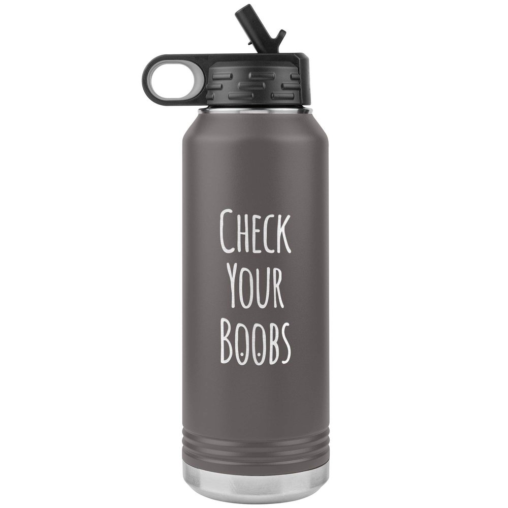 Check Your Boobs 32oz Water Bottle Tumbler Novelty Gift Breast Cancer Awareness Coffee Cup Boob Mugs Boobie Cups Breasts Gifts