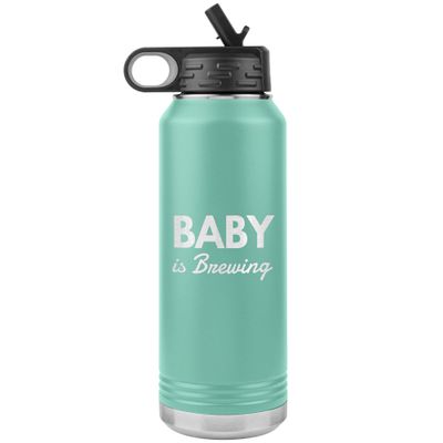 Game On Novelties Baby is Brewing Water Bottle Tumbler 32oz Novelty Gift Pregnant Cup Pregnancy Announcement Cups New mom Gifts Baby Surprise tumblers