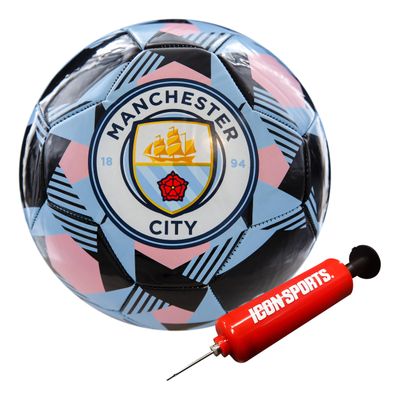 Icon Sports Official Manchester City FC Soccer Ball - MC90BL Black Size 5