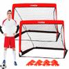 Soccer Goal Net for Kids,Set of 2,Pop Up 4FT Soccer Net with 8 Field Marker Cones & Extra Stakes with LED Light Strip for Night Use,Birthday Gift & Fun in Backyard view 1