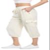 MISS MOLY Women's 2025 Cargo Capris Travel Pants Summer Cropped Loose Harem Pants Sweatpants Joggers with Pockets Beige 2XL view 4