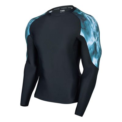 ADOREISM Men's Rash Guard Long Sleeves Splice UPF 50+ BJJ Jiu Jitsu Rash Guard Compression Swimming Shirts (Deep Ocean, M)