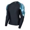 ADOREISM Men's Rash Guard Long Sleeves Splice UPF 50+ BJJ Jiu Jitsu Rash Guard Compression Swimming Shirts (Deep Ocean, M) view 1