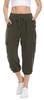MISS MOLY Women's Loose Cropped Capris Cargo Joggers Pants Harem Sweatpants Stylish Soft Casual with Pockets (Army Green, Large) view 2