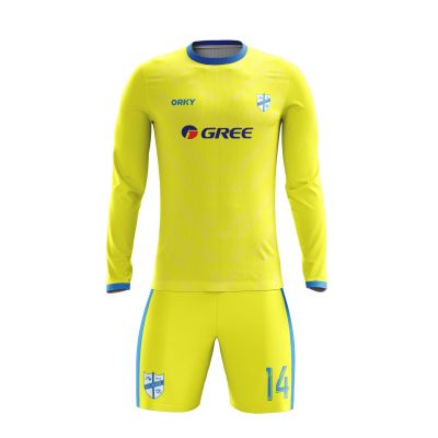 ORKY Customize Long Sleeve Soccer Jersey Men Kids Personalized Name Number Team Uniform Arrow(Yellow,100cm)