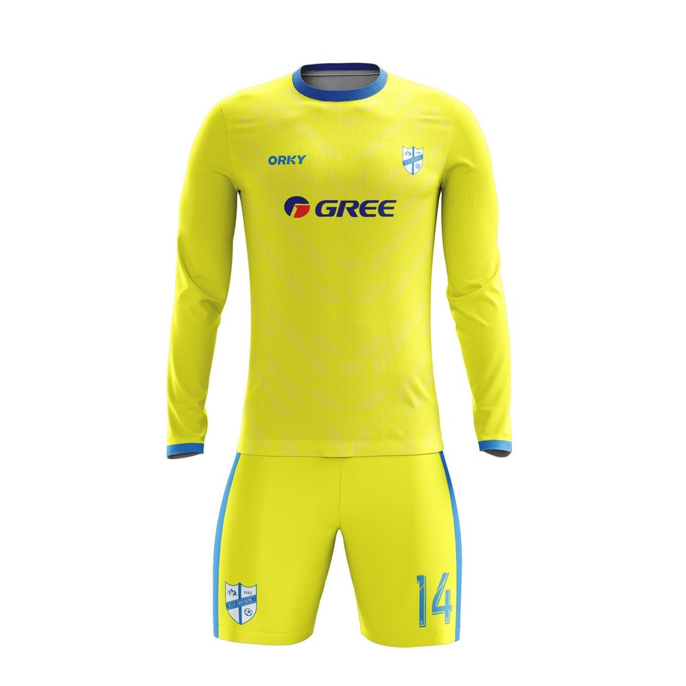 ORKY Customize Long Sleeve Soccer Jersey Men Kids Personalized Name Number Team Uniform Arrow(Yellow,100cm)