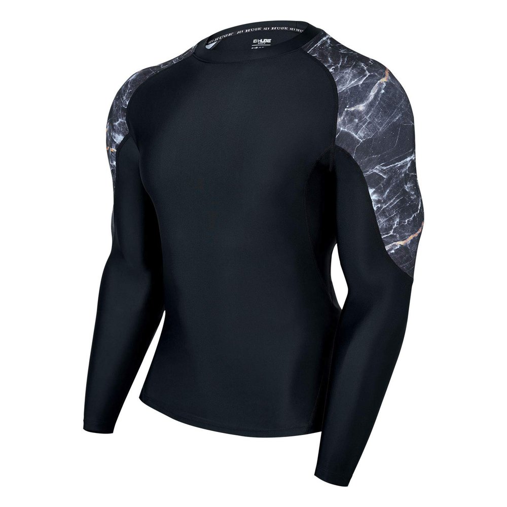ADOREISM Men's Rash Guard Long Sleeves Splice UPF 50+ BJJ Jiu Jitsu Rash Guard Compression Swimming Shirts (Magma, 2XL)
