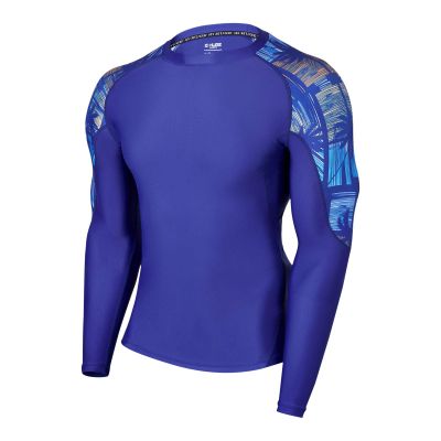 ADOREISM Men's Rash Guard Long Sleeves Splice UPF 50+ BJJ Jiu Jitsu Rash Guard Compression Swimming Shirts (Tropical Style, 3XL)