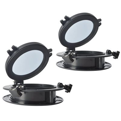 Amarine Made Pair of Boat Yacht Round Opening Portlight Porthole 10" Replacement Window Port Hole - ABS, Tempered Glass -Marine/Boat/rv Portlight Hatch-Black