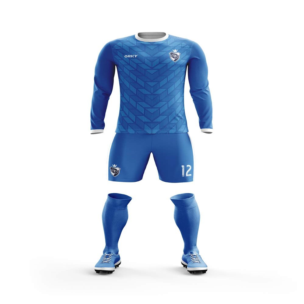 ORKY Customize Long Sleeve Soccer Jersey Men Kids Personalized Name Number Team Uniform Arrow(Blue,3XL)