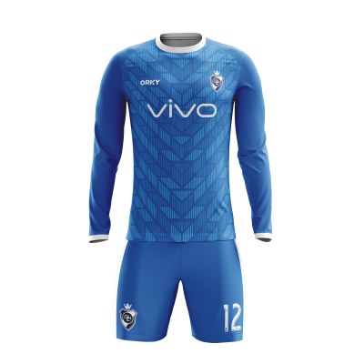 ORKY Customize Long Sleeve Soccer Jersey Men Kids Personalized Name Number Team Uniform Arrow(Blue,100cm)