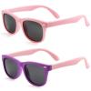 Kursan Kids Polarized Sunglasses for Boys Girls TPEE Rubber Flexible Frame Shades Age 3-10 ((2 Pack) All Pink+Purple Frame) view 1