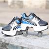 Double-Row Deform Wheel Automatic Walking Shoes Invisible Deformation Roller Skate 2 in 1 Removable Pulley Skates Skating Parkour (Blue Black, US8.5) view 4