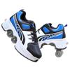 Double-Row Deform Wheel Automatic Walking Shoes Invisible Deformation Roller Skate 2 in 1 Removable Pulley Skates Skating Parkour (Blue Black, US 5.5) view 1