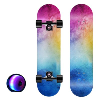 JH Professional Skateboard 31"/80cm, Beginners, Children and Above Adults, Street Style (Starry Sky-Double-Sided) Four-Wheel Flashing Double Tilt Scooter